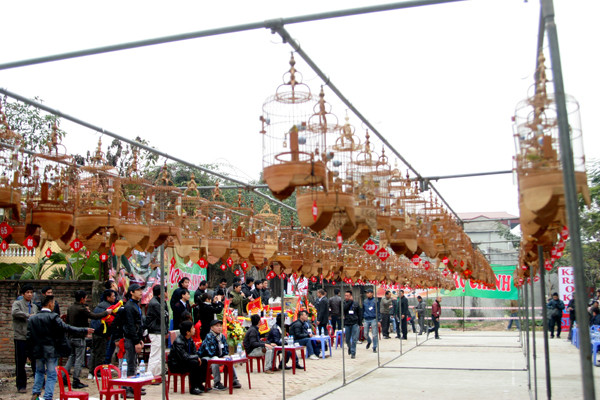 Hơn 200 lồng chim tham gia cuộc thi đầu năm mới 2012 của Hội quán Hoàng Mai (Hà Nội)