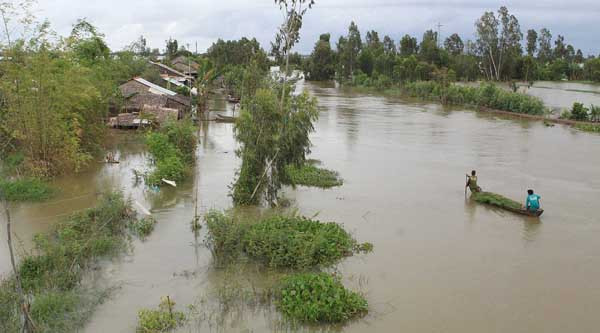 Ngập lũ tại xã Hưng Thạnh, huyện Tháp Mười, tỉnh Đồng Tháp