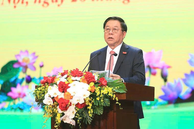 Đồng chí Nguyễn Trọng Nghĩa, Ủy viên Bộ Chính trị, Bí thư Trung ương Đảng, Trưởng Ban Tuyên giáo Trung ương phát biểu tại buổi Lễ.