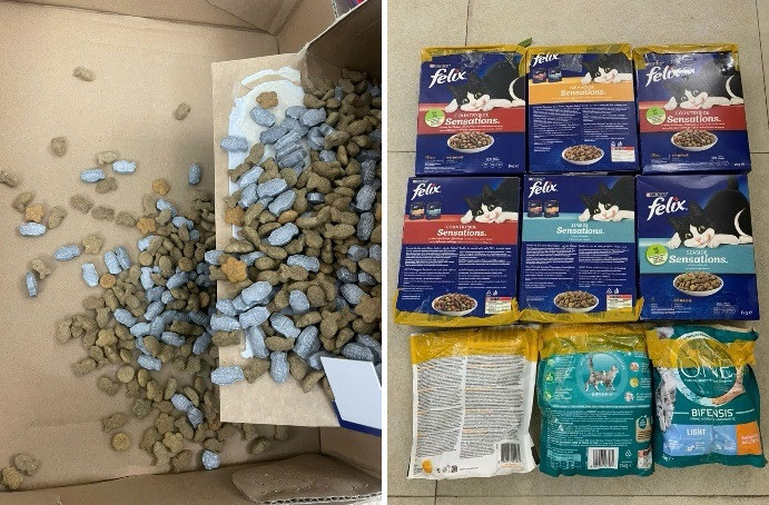 Ma tuý được giấu trong các hộp thức ăn chó, mèo nhằm tránh bị lực lượng chức năng phát hiện. Ma tuý được giấu trong các hộp thức ăn chó, mèo nhằm tránh bị lực lượng chức năng phát hiện.
