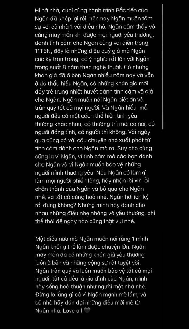 Tâm thư của Khả Ngân khiến nhiều người thắc mắc.