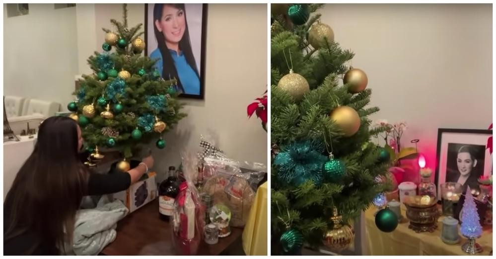 Wendy Phạm trang trí Giáng sinh bên bàn thờ mẹ. Wendy Phạm trang trí Giáng sinh bên bàn thờ mẹ.