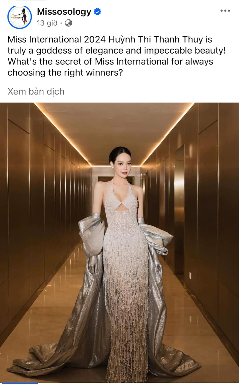 Chuyên trang Missosology hết lời khen ngợi Hoa hậu Thanh Thủy.