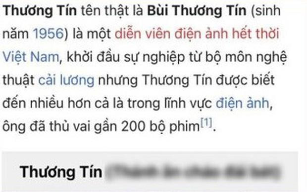 Thông tin của Thương Tín trên Wikipedia bị sửa
