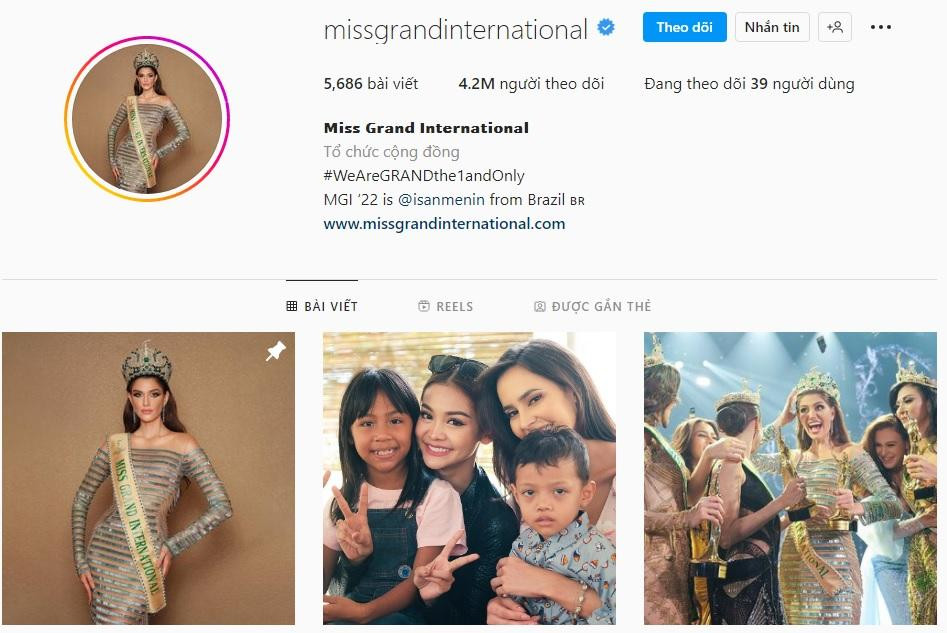 Tài khoản Miss Grand International vẫn tiếp tục tụt giảm follow.