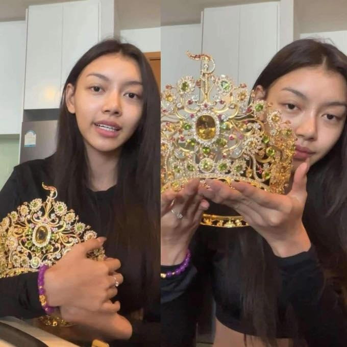 Thae Su Nyein để mặt mộc khi livestream từ chối danh hiệu cuộc thi Miss Grand 2024.