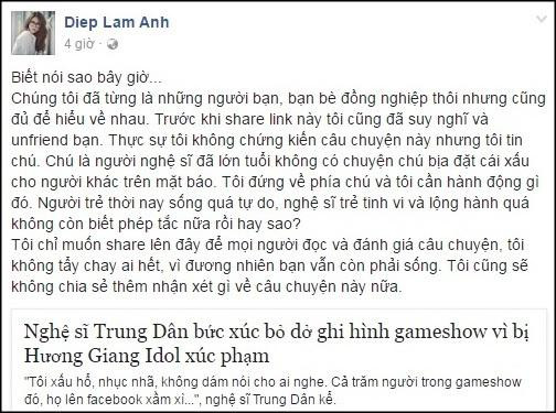 Diệp Lâm Anh công khai nghỉ chơi với Hương Giang