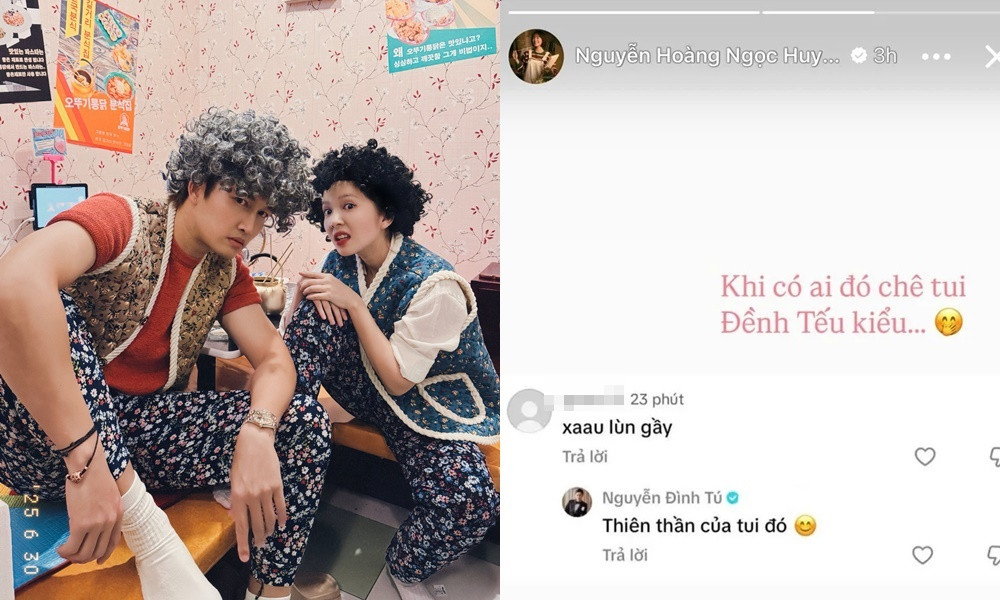 Đình Tú bảo vệ Ngọc Huyền đầy ngọt ngào.