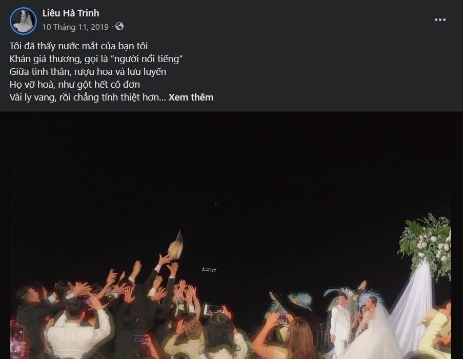 Liêu Hà Trinh từng tham dự và có những tâm sự rất cảm động về đám cưới Đông Nhi.