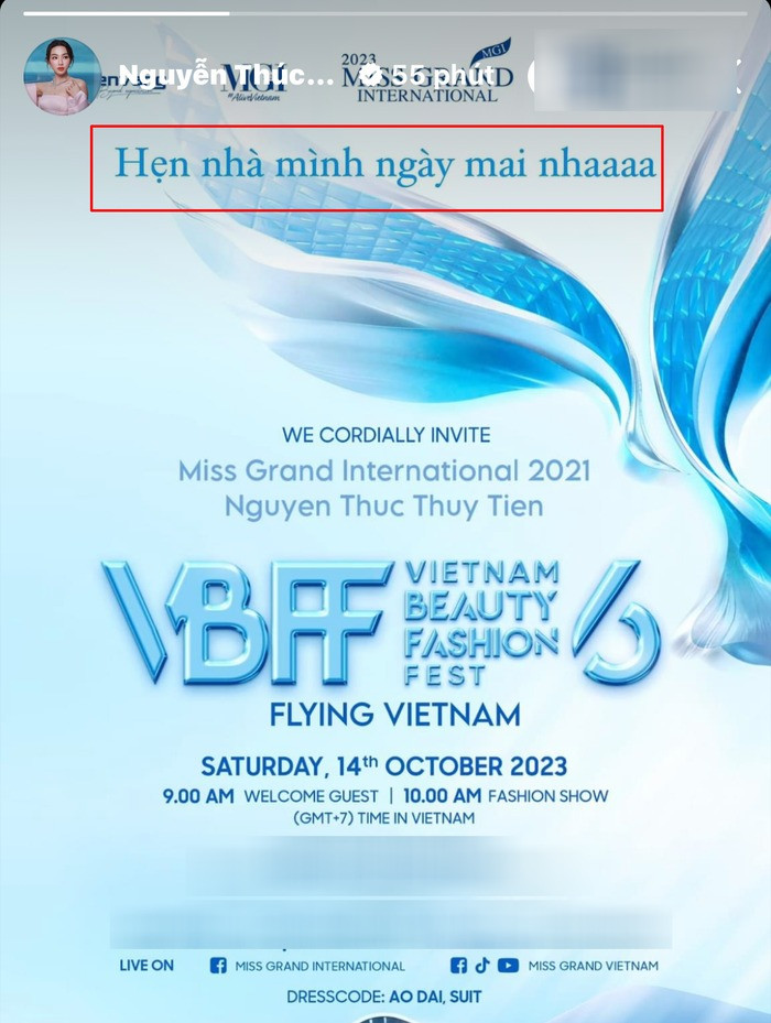 Trước đó cô đã nhắn nhủ hẹn gặp khán giả tại đêm trình diễn thời trang của cuộc thi.