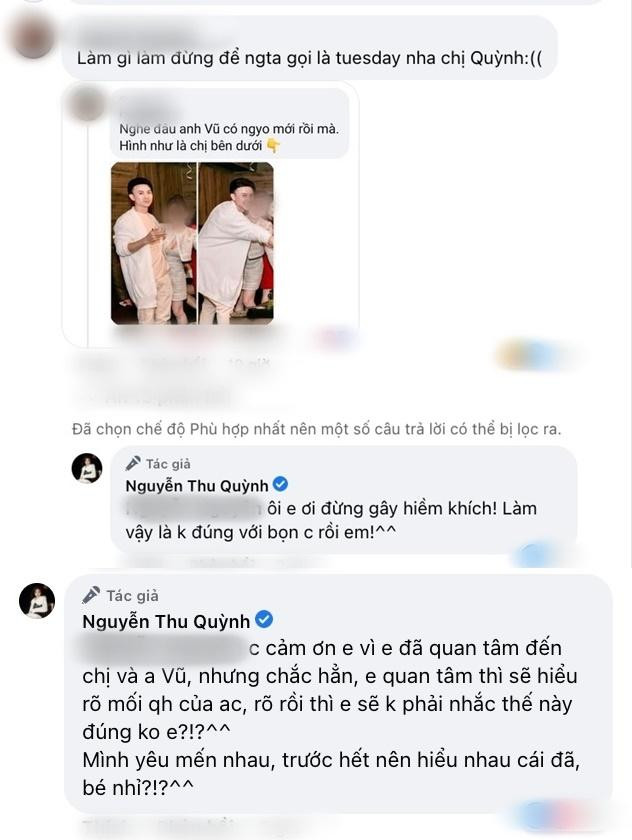 Phản ứng thẳng thắn của Thu Quỳnh khi bị nghi ngờ là "tiểu tam" Phản ứng thẳng thắn của Thu Quỳnh khi bị nghi ngờ là "tiểu tam"