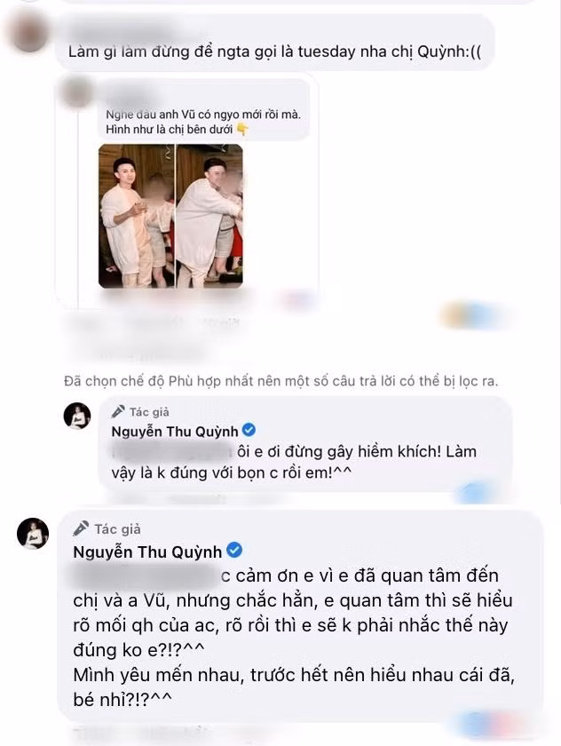 Phản ứng thẳng thắn của Thu Quỳnh khi bị nghi ngờ là "tiểu tam"