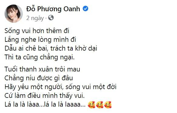 Dường như Phương Oanh đang muốn tự nhắn nhủ chính mình (?!).