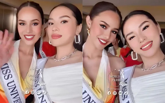 Kỳ Duyên và Opal Suchata chụp chung khi cùng thi Miss Universe 2024. Ảnh: World Press