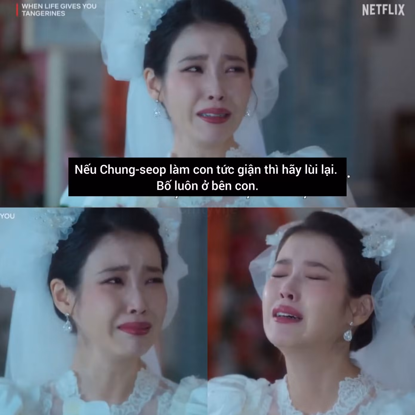 IU khóc rất nhiều suốt cả phim.