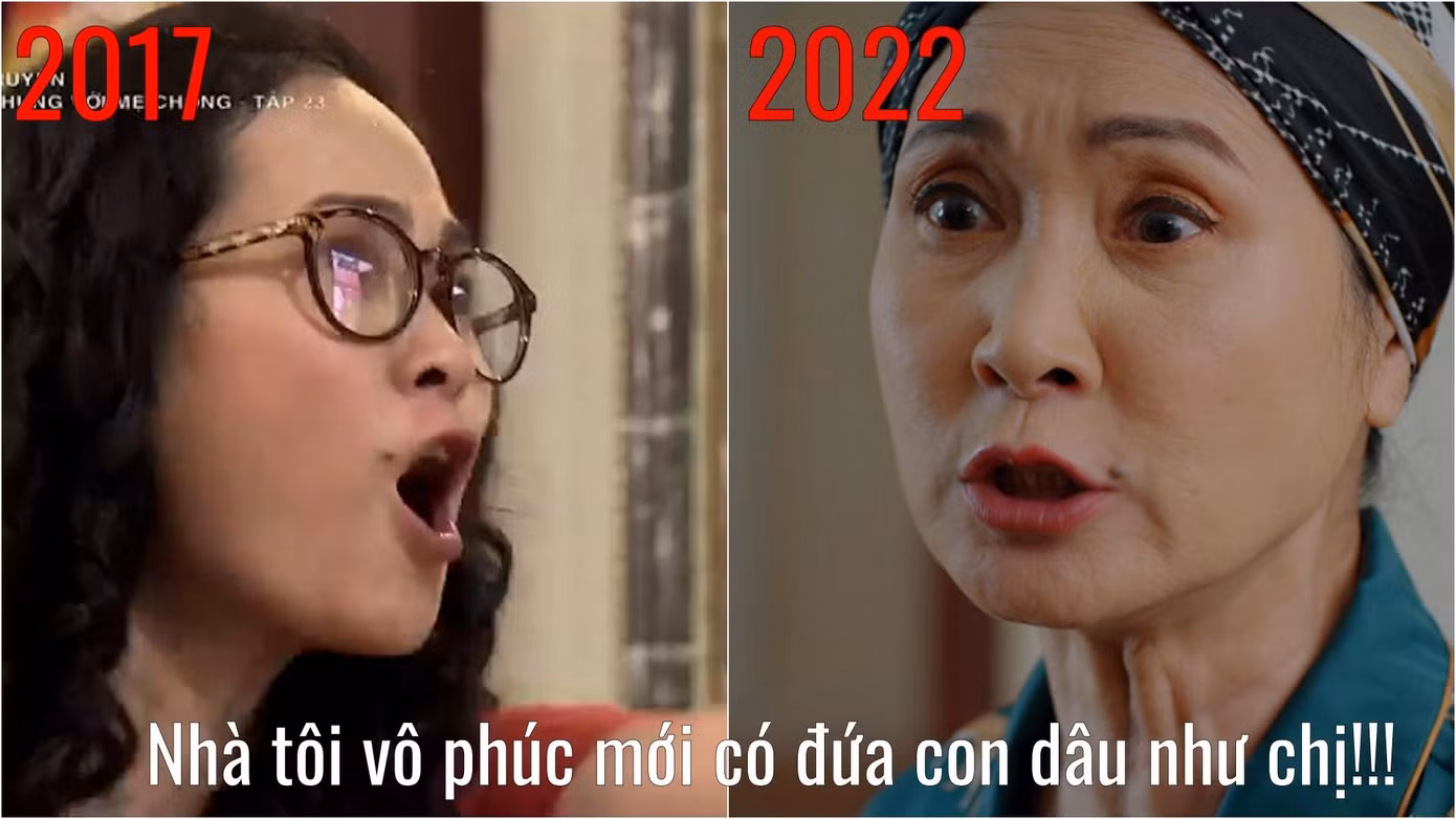 NSND Lan Hương nói cùng câu thoại trong hai phim khác nhau. NSND Lan Hương nói cùng câu thoại trong hai phim khác nhau.