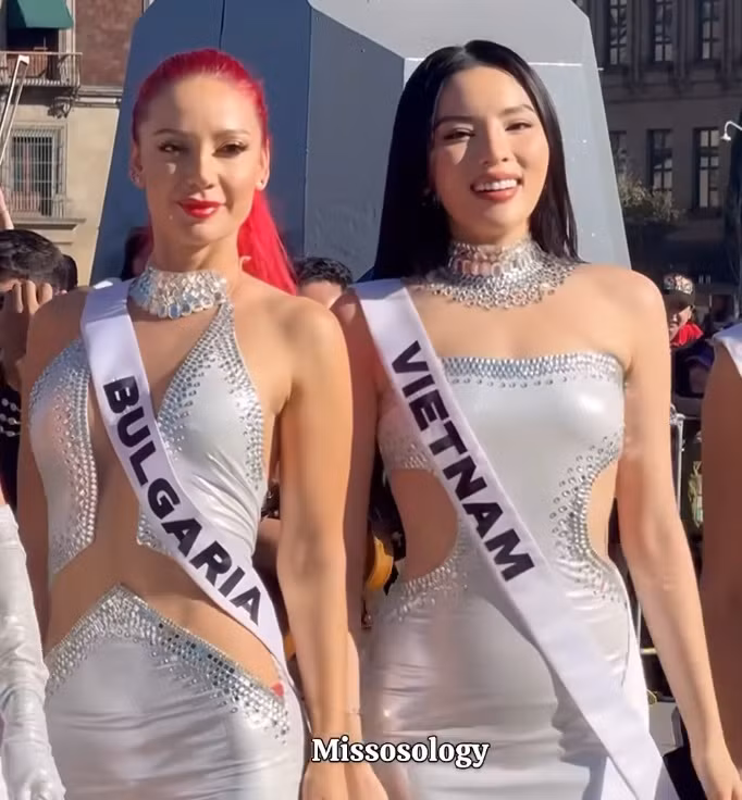 Kỳ Duyên tươi tắn trong buổi ghi hình cho Miss Universe 2024.