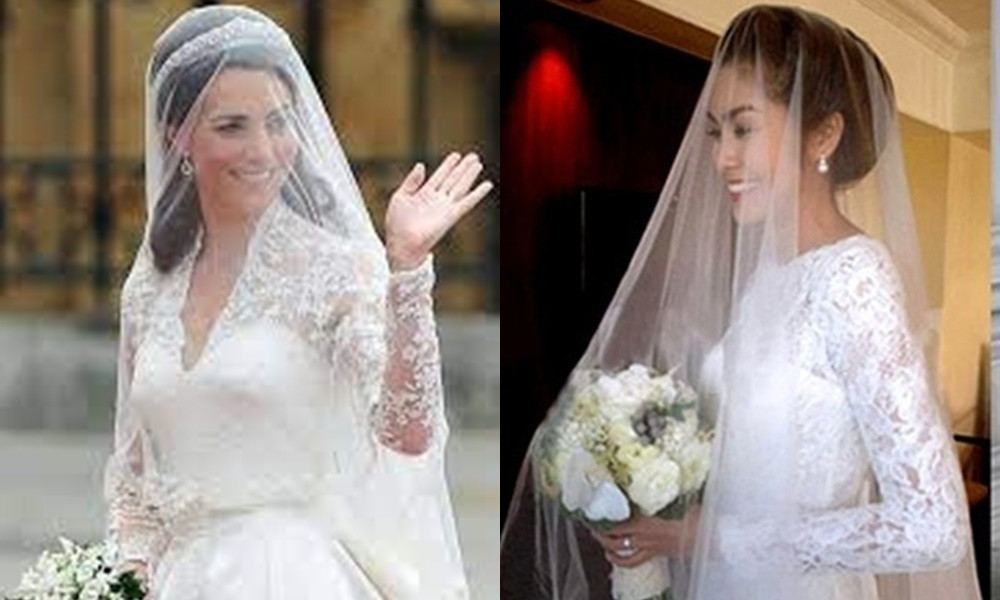 Tăng Thanh Hà chọn váy cưới ren kín đáo khi làm lễ tại nhà thờ.