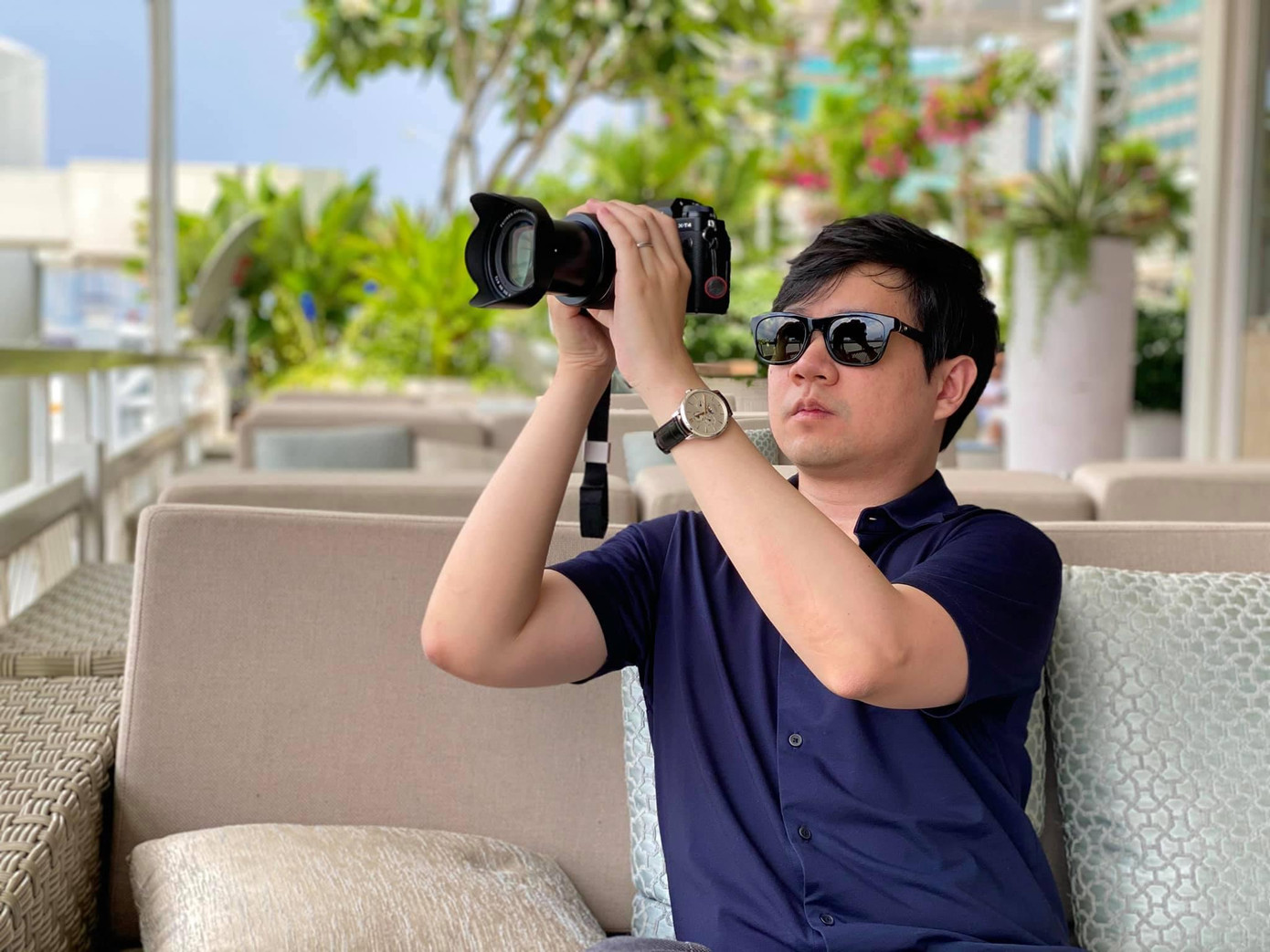 Doanh nhân Trung Tín rất chăm chụp ảnh vợ con.