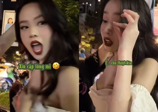 Hoa hậu Thanh Thủy vui vẻ tháo mi giả để tặng khán giả.