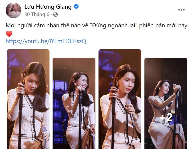 Bài đăng gần nhất của Lưu Hương Giang là trước khi scandal của Hồ Hoài Anh bùng phát.