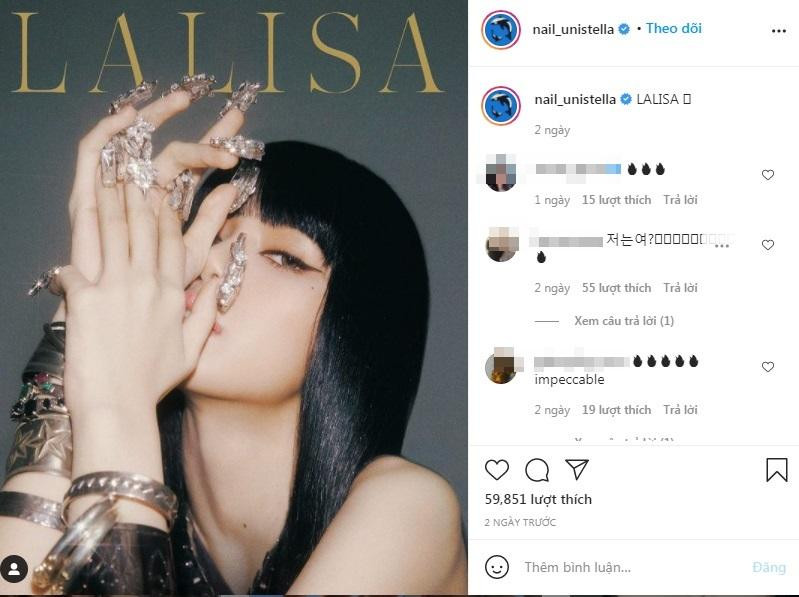 Tài khoản Instagram của nghệ sĩ làm móng cho BLACKPINK đã khoe ngay ảnh Lisa.