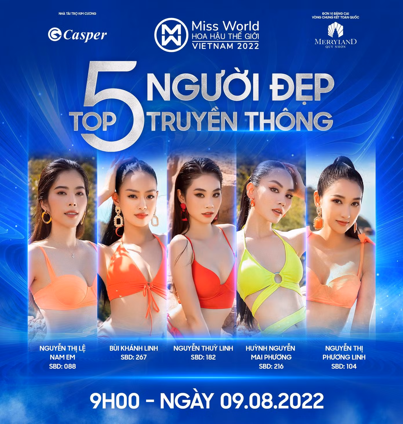 Nam Em dẫn đầu Top 5 Người đẹp truyền thông