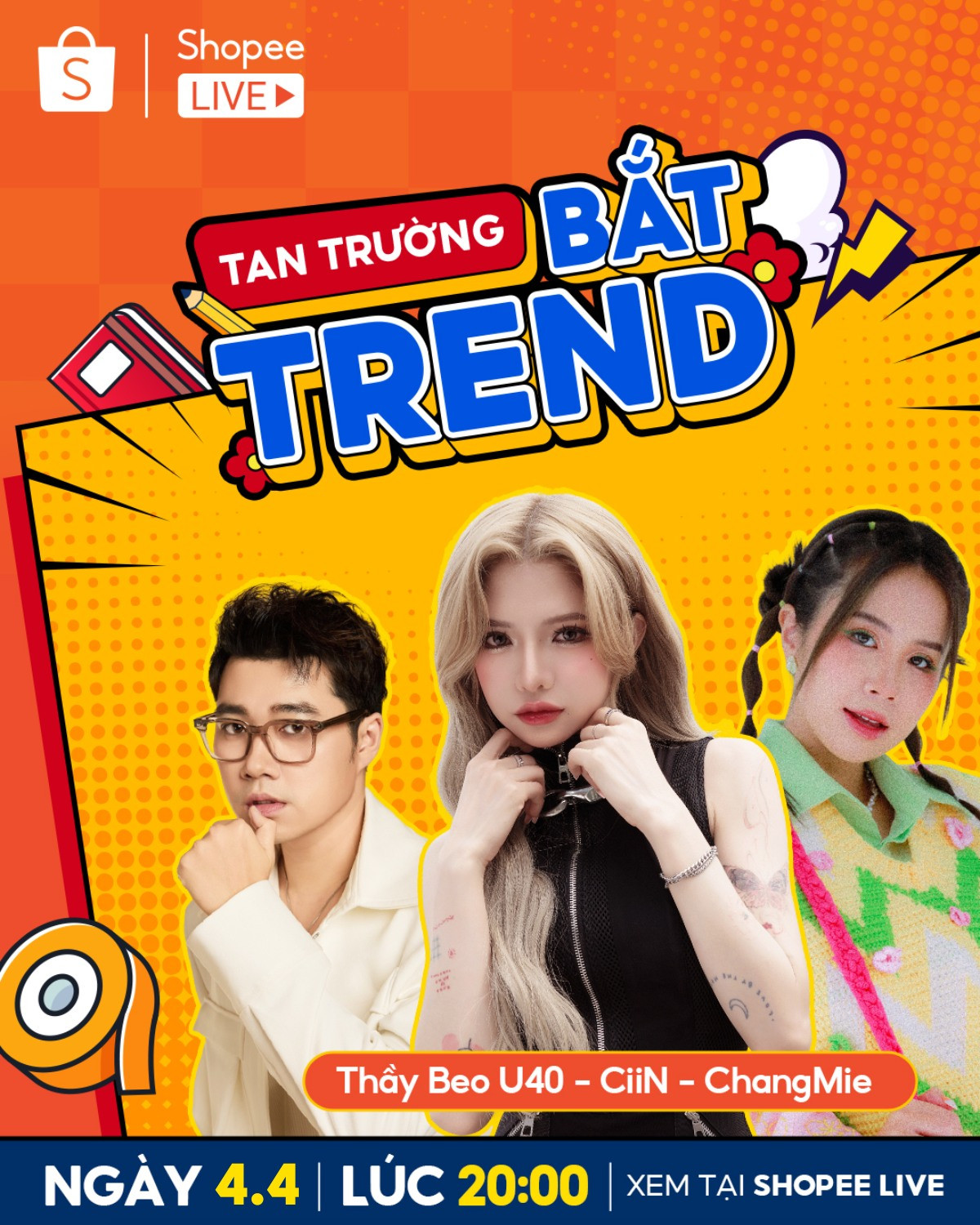 Cùng Thầy Beo U40 - CiiN - ChangMie đi “hội trại online” trên sóng Shopee Live.