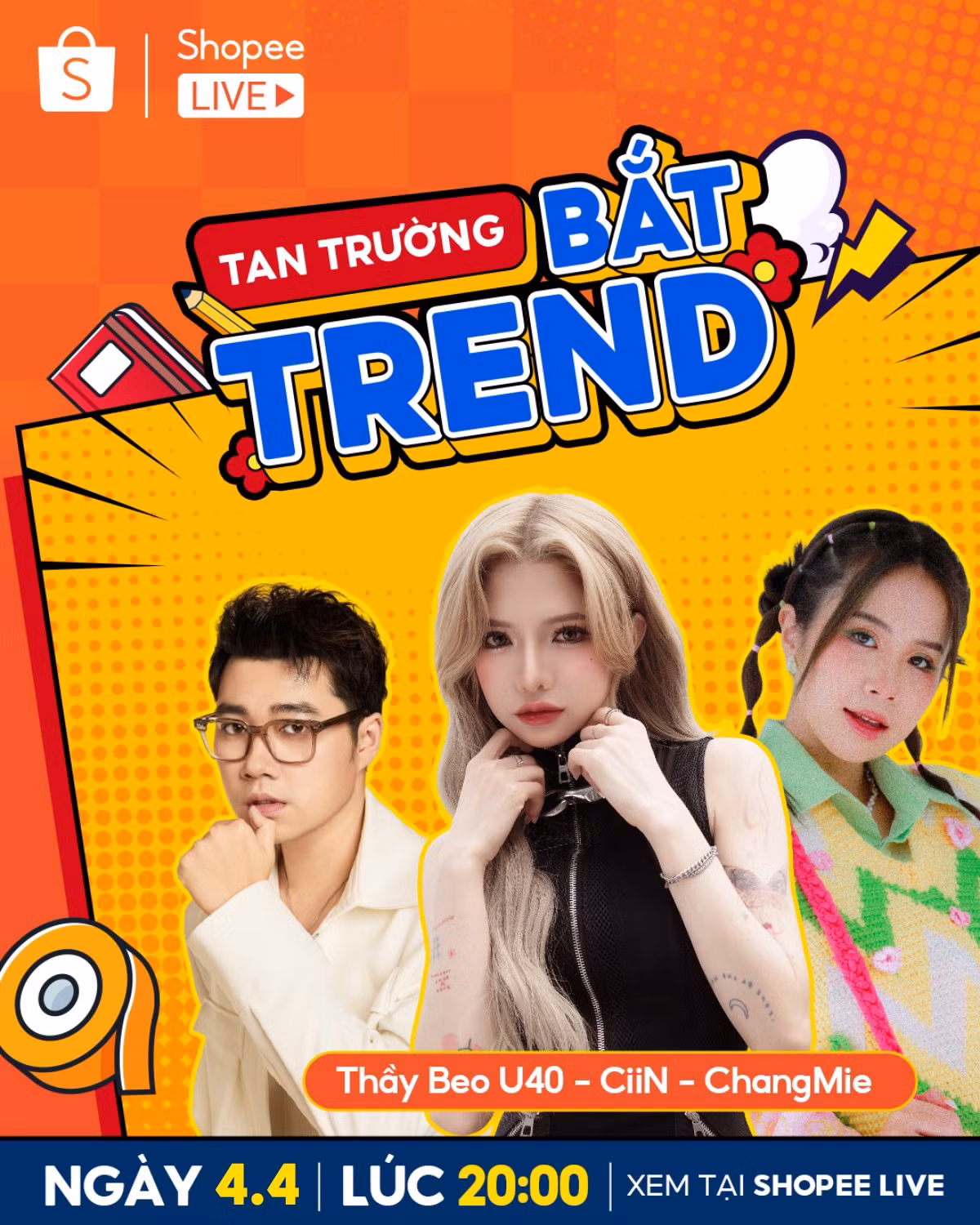 Cùng Thầy Beo U40 - CiiN - ChangMie đi “hội trại online” trên sóng Shopee Live.