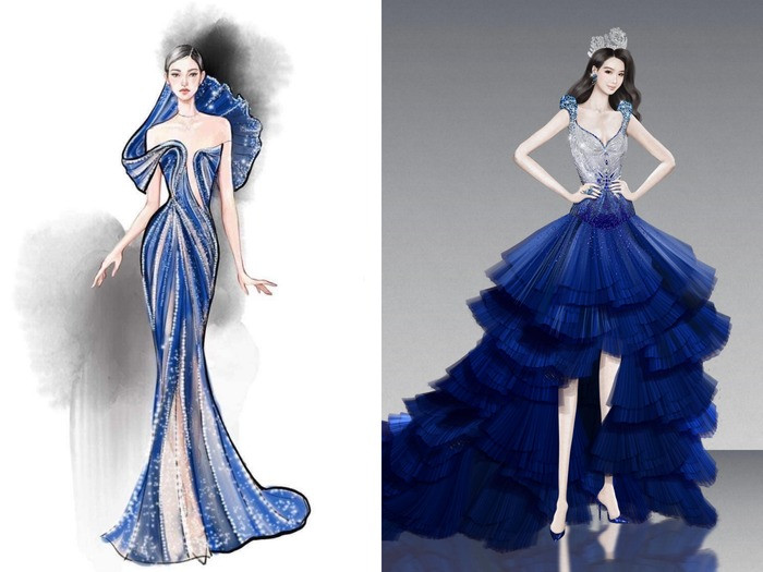 Bộ váy final walk được cho là của Mai Phương và Bảo Ngọc mặc đêm Chung kết.