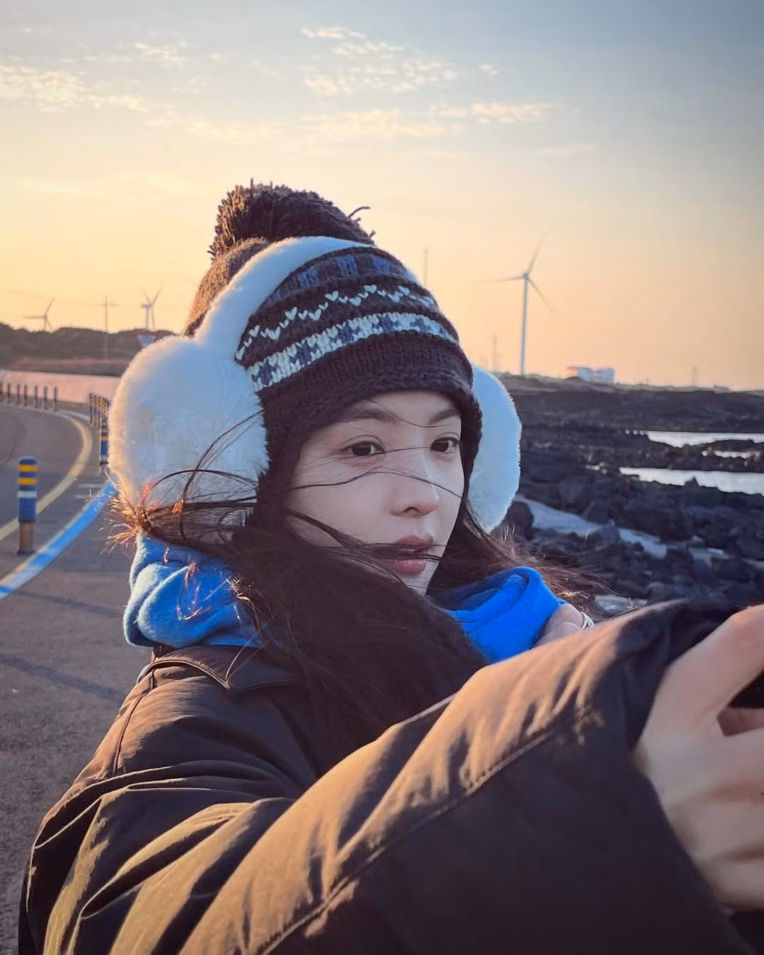 Chương Nhược Nam trong chuyến đi đảo Jeju mới đây.