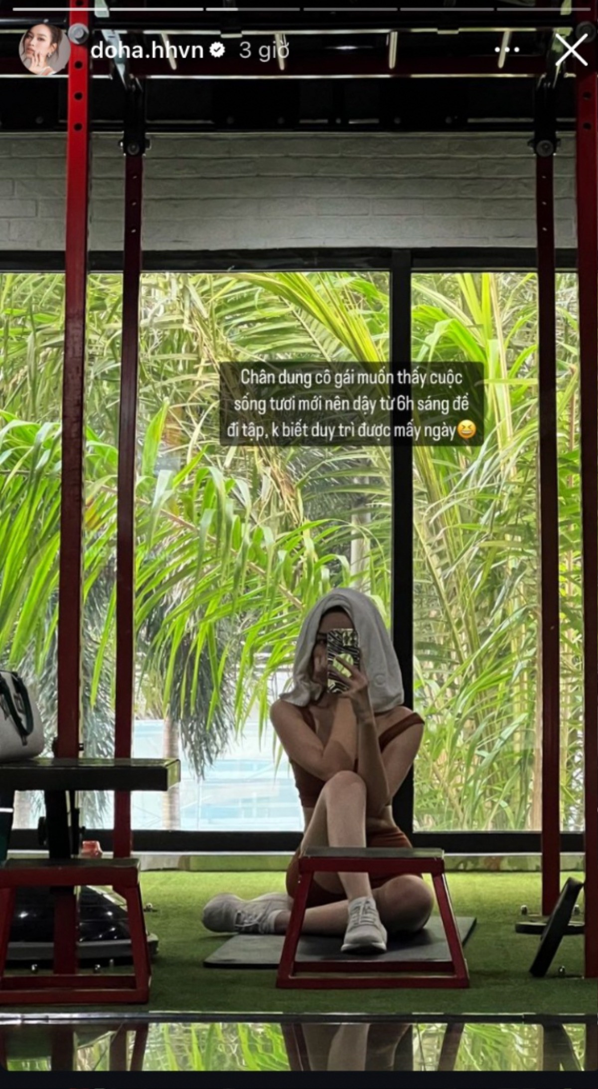 Hoa hậu Đỗ Thị Hà rất chăm chỉ tập thể thao.