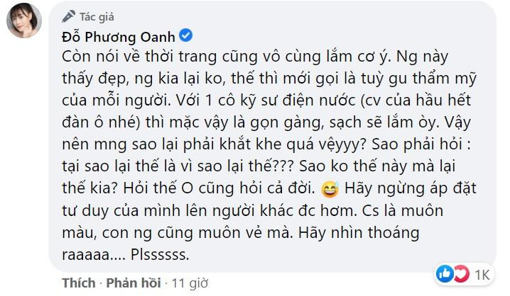 Phương Oanh mong khán giả ngừng áp đặt tư duy và hãy nhìn thoáng hơn.
