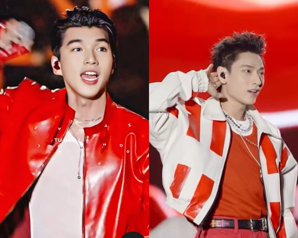 Isaac và HIEUTHUHAI thì mặc đồ đỏ - trắng.