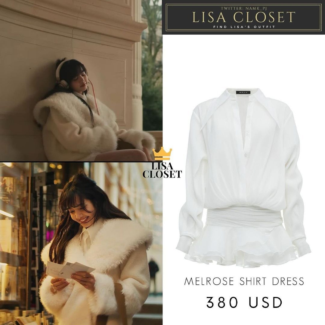 Lisa BLACKPINK phối thiết kế váy sơ mi cùng áo lông, khoe nhan sắc trong trẻo.