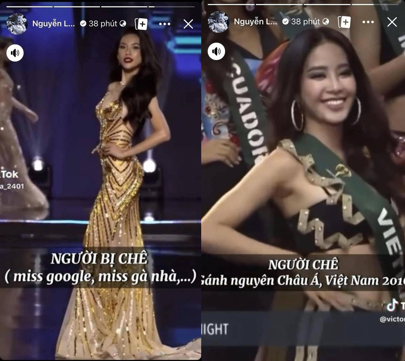 Cô còn đăng tải clip so sánh mình và tân Hoa hậu khiến ai cũng ngỡ ngàng. Cô còn đăng tải clip so sánh mình và tân Hoa hậu khiến ai cũng ngỡ ngàng.