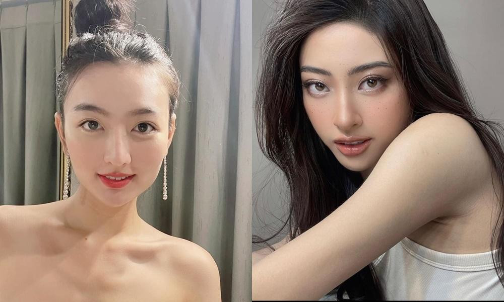 Xuân Mai có gương mặt mang nhiều nét giống Hoa hậu Lương Thùy Linh (bên phải)