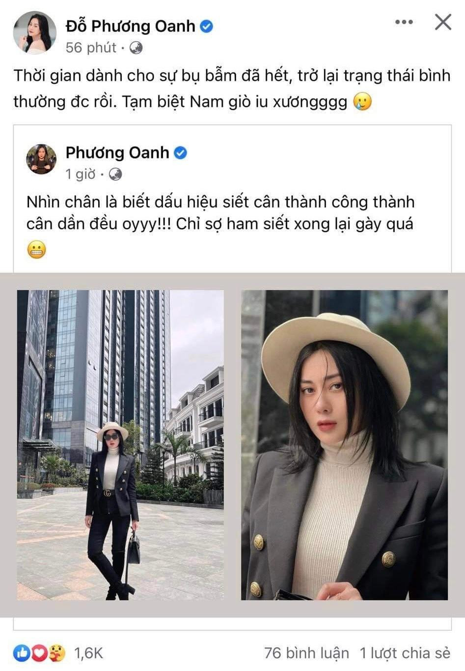 Phương Oanh hào hứng khoe chuyện giảm cân thành công Phương Oanh hào hứng khoe chuyện giảm cân thành công
