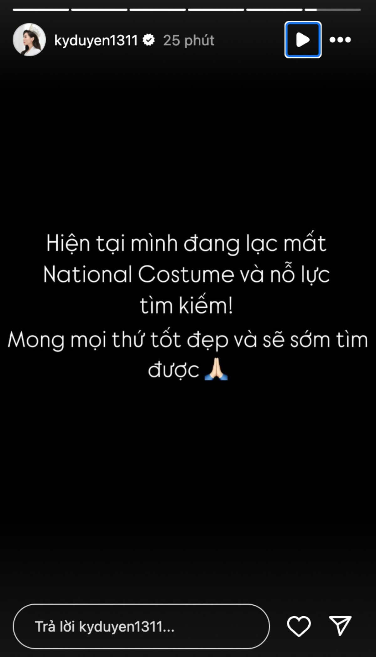 Thông báo gây lo lắng của Kỳ Duyên. Thông báo gây lo lắng của Kỳ Duyên.