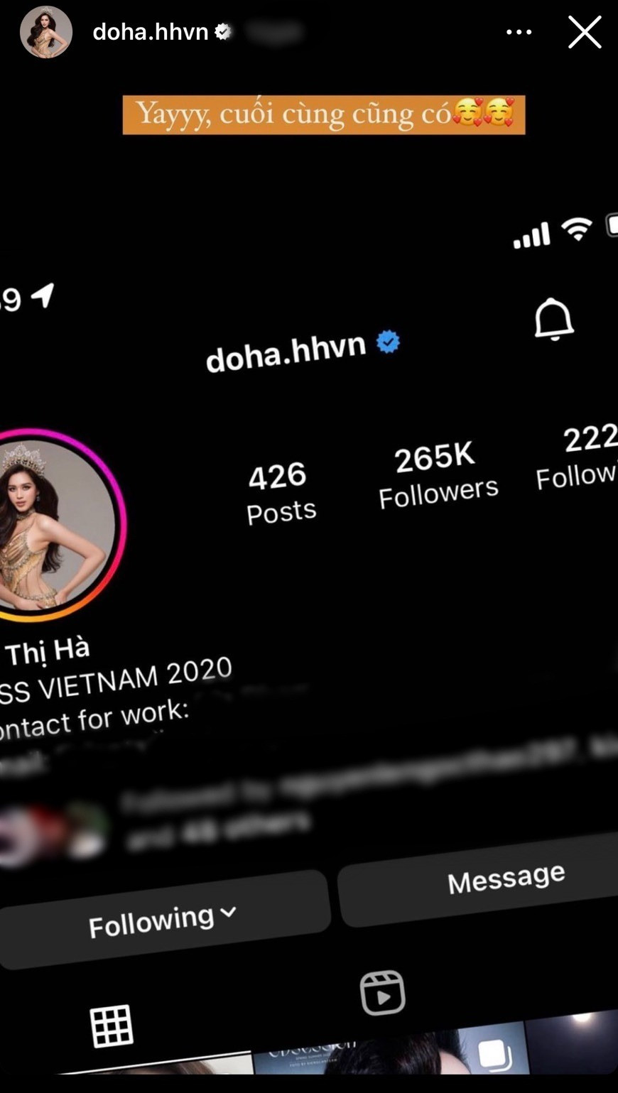 Sau khi hết nhiệm kỳ thì nàng hậu đã có "tin vui". Sau khi hết nhiệm kỳ thì nàng hậu đã có "tin vui".