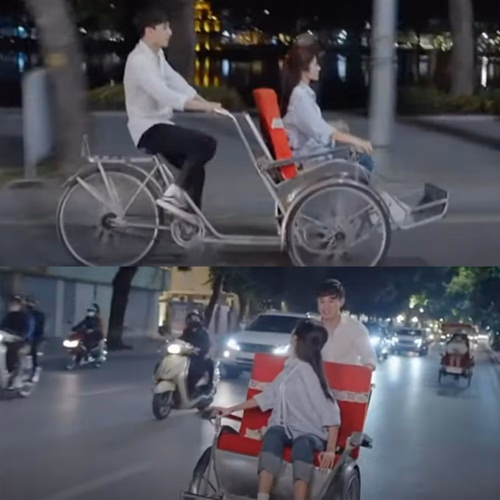 Cứ ngỡ hai diễn viên đi xích lô thật sự Cứ ngỡ hai diễn viên đi xích lô thật sự