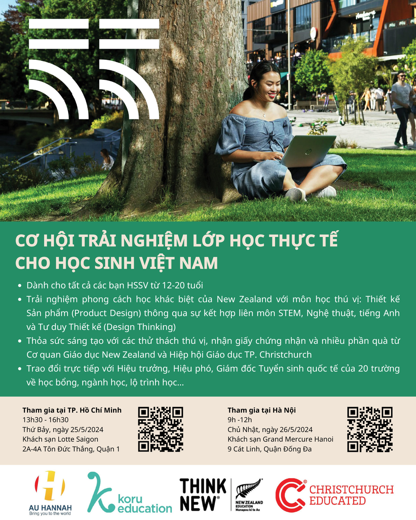 Cơ hội giao lưu trực tiếp với hơn 20 đơn vị giáo dục từ TP. Christchurch để được tư vấn về lộ trình học tập phù hợp với định hướng cá nhân. Cơ hội giao lưu trực tiếp với hơn 20 đơn vị giáo dục từ TP. Christchurch để được tư vấn về lộ trình học tập phù hợp với định hướng cá nhân.