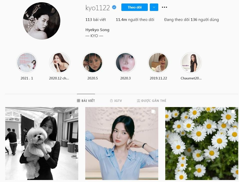 Tài khoản công khai của Song Hye Kyo đang có hơn 11 triệu người theo dõi Tài khoản công khai của Song Hye Kyo đang có hơn 11 triệu người theo dõi