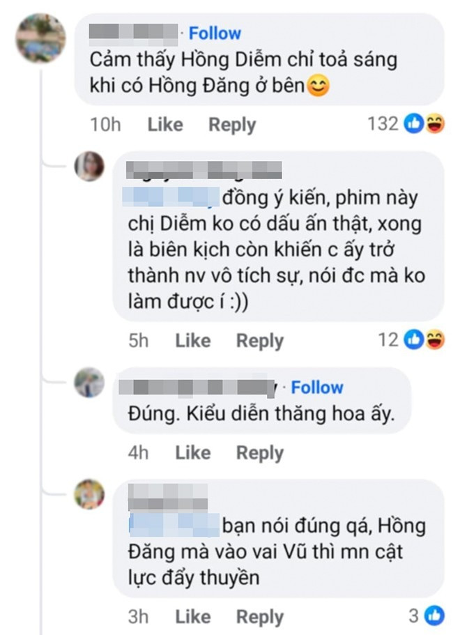 Netizen cho rằng Hồng Diễm tỏa sáng nhất khi diễn cùng Hồng Đăng. Netizen cho rằng Hồng Diễm tỏa sáng nhất khi diễn cùng Hồng Đăng.