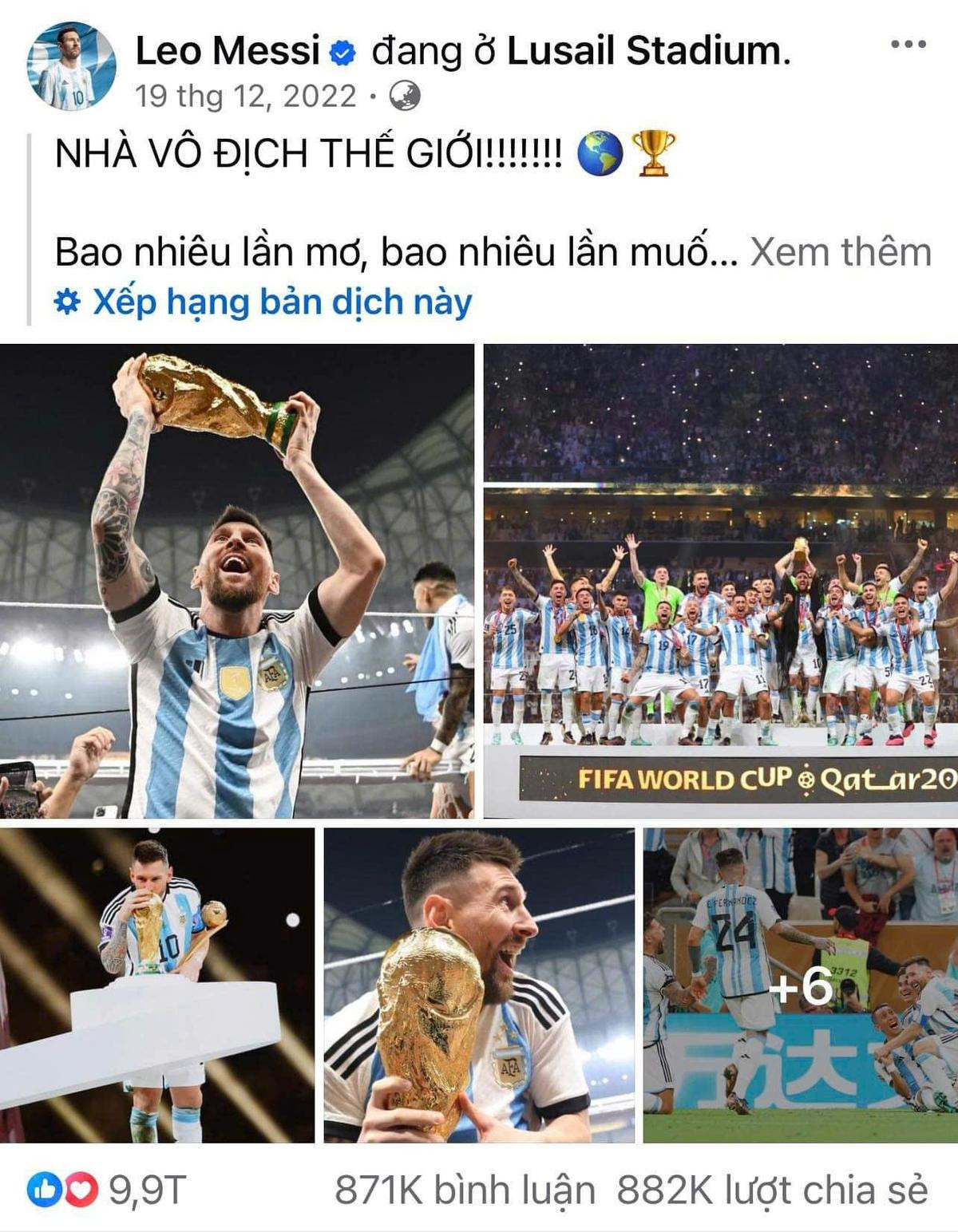 Đến siêu sao Messi cũng chưa có được lượng tương tác quá khủng như vậy. Đến siêu sao Messi cũng chưa có được lượng tương tác quá khủng như vậy.