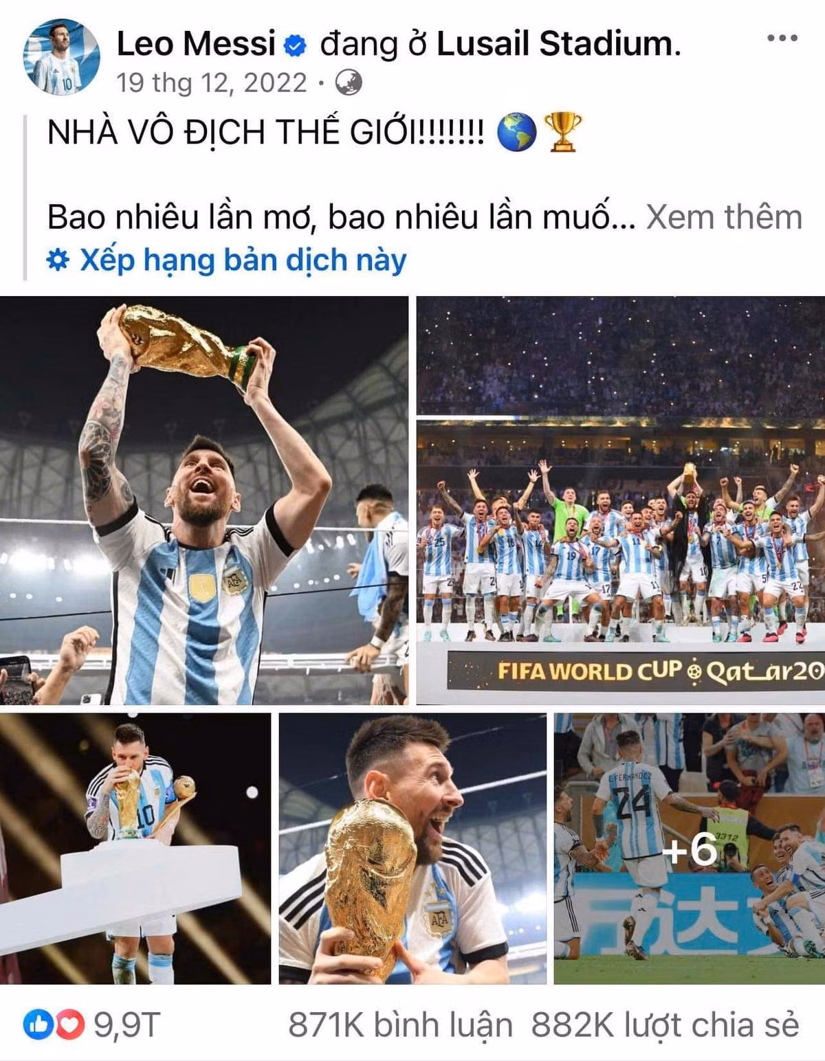 Đến siêu sao Messi cũng chưa có được lượng tương tác quá khủng như vậy.
