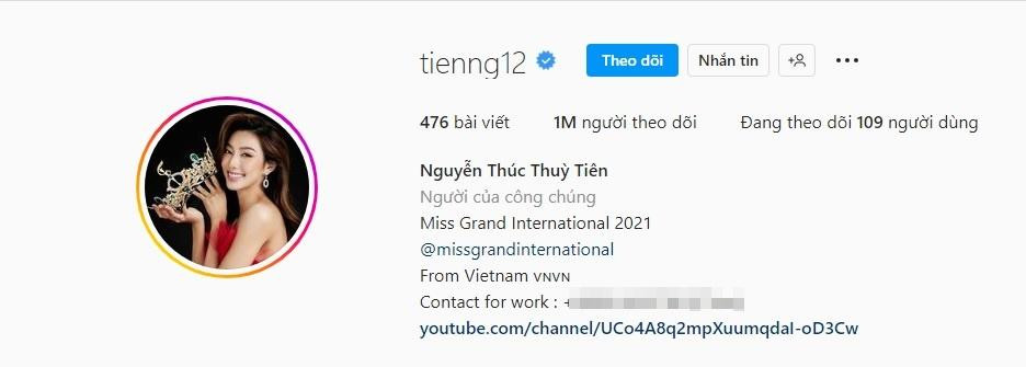 Tài khoản Instagram của Thùy Tiên vừa cán đích 1 triệu người theo dõi. Tài khoản Instagram của Thùy Tiên vừa cán đích 1 triệu người theo dõi.
