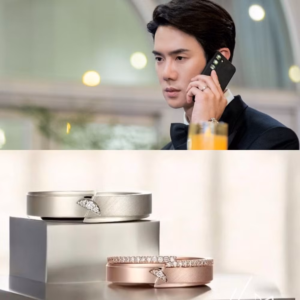 Nhẫn của tổng tài có hình một chiếc ô đặt nghiêng.