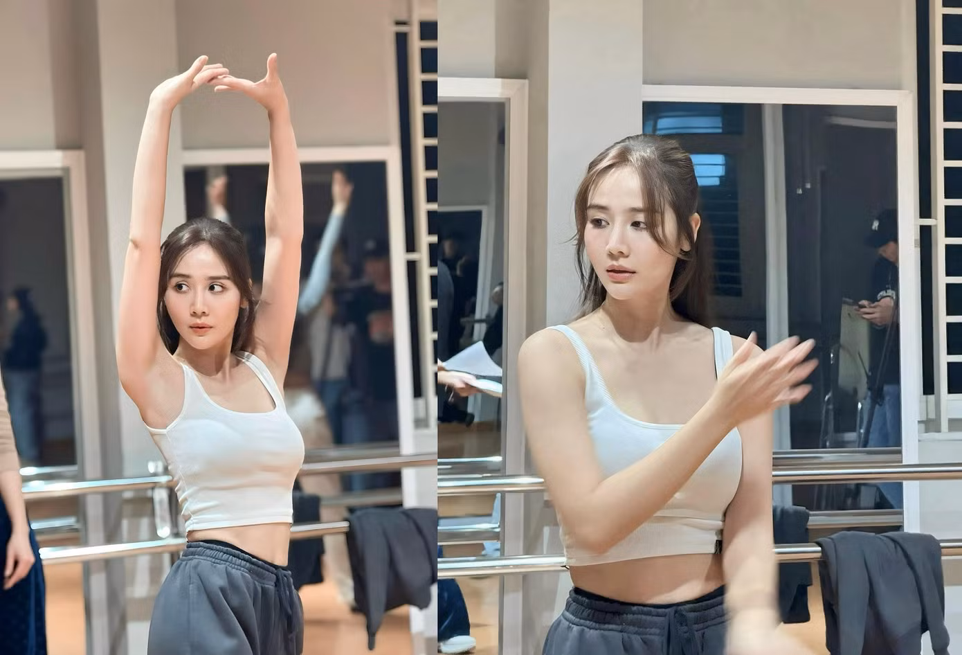 Huyền Lizzie cũng tập luyện rất chăm chú.