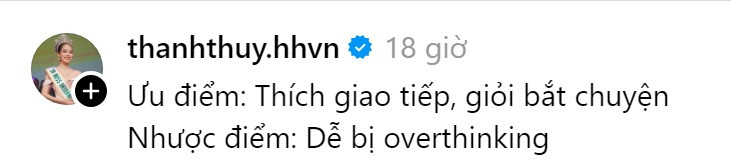 Thanh Thủy tiết lộ ưu và nhược điểm của mình.
